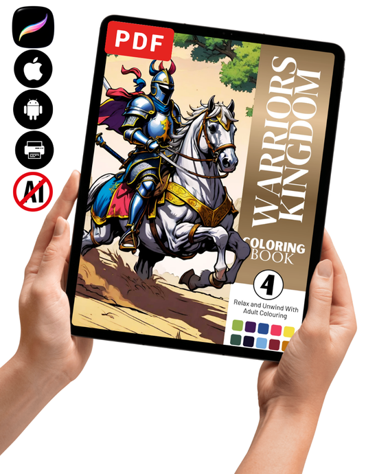 Warriors Kingdom Coloring Book Vol. 4 Digital Download PDF | 39 Pages Medieval Fantasy Adult Coloring Book