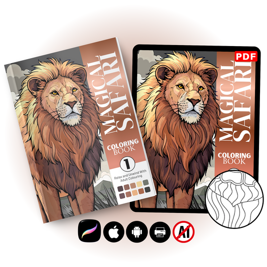 Magical Safari Coloring Book Vol. 1 Digital Download PDF | Adult Animal Coloring Pages