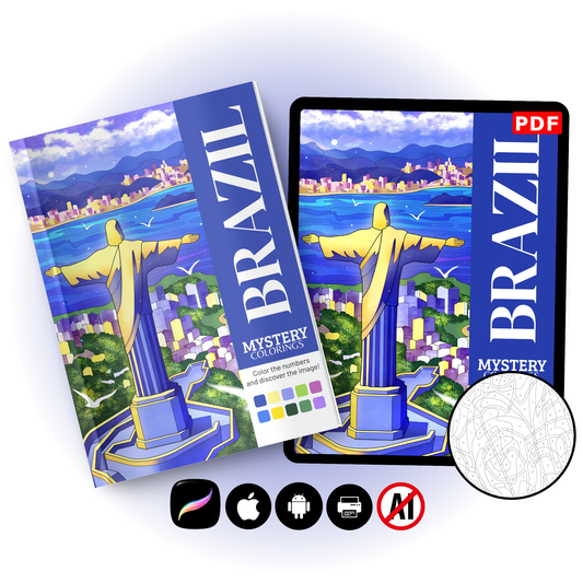 Brazil Mystery Coloring (Digital Download) – Color by Numbers | Printable & Tablet