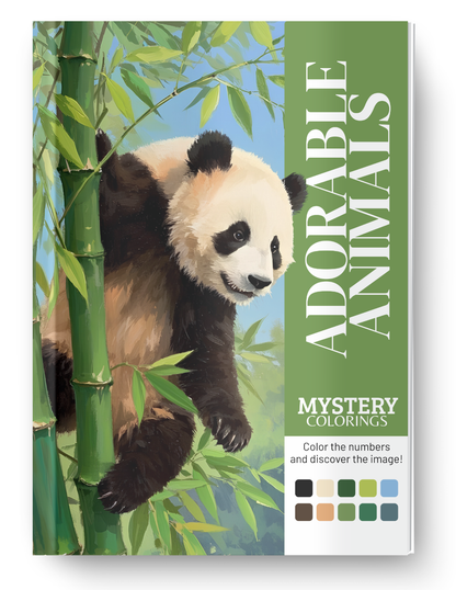 Adorable Panda Mystery Coloring Book (Digital Download) | Cute Animal Color by Number PDF for iPad & Print