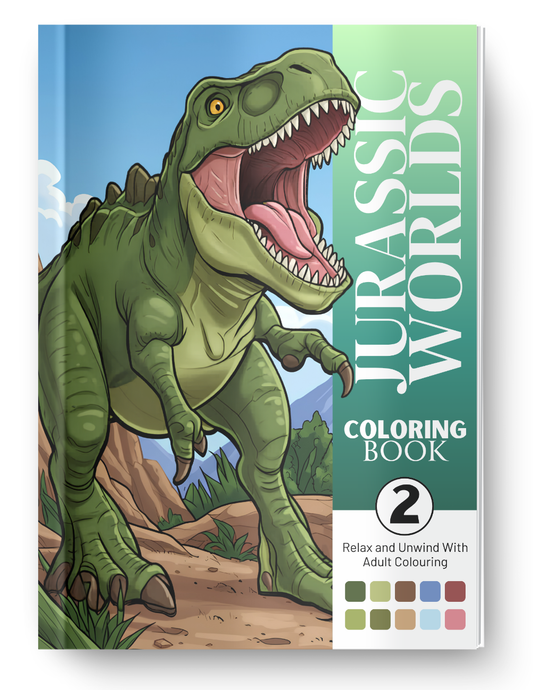 Jurassic Worlds Coloring Book Vol. 2 Digital Download PDF | 39 Pages Adult Dinosaur Coloring Book