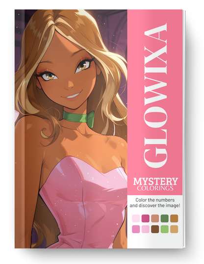 Glowing Girls Mystery Coloring Book (Digital Download) | Cute Anime Girls Color by Number PDF for iPad & Printing