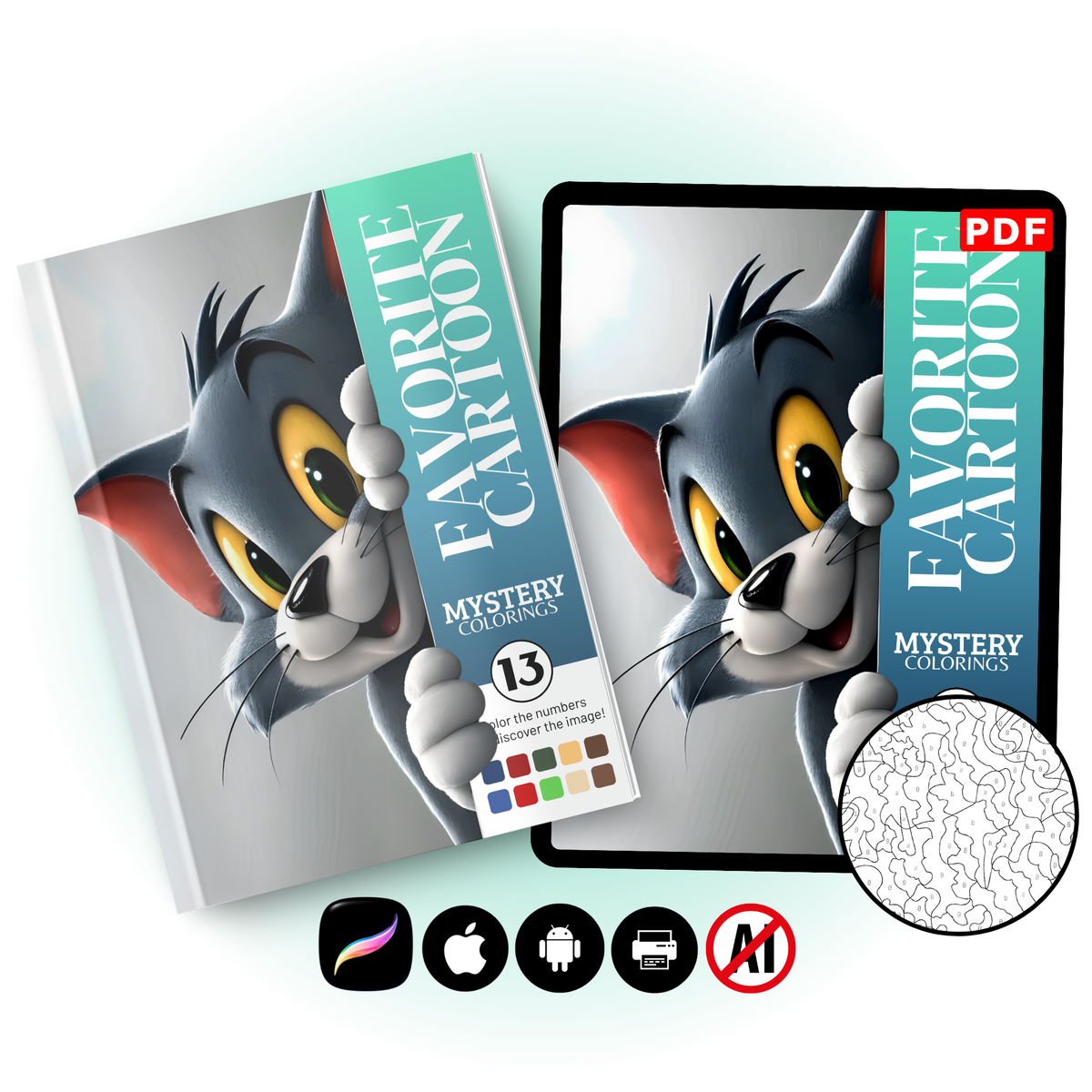 Favorite Cartoon Mystery Color By Number Book Vol. 13 (Digital Download)