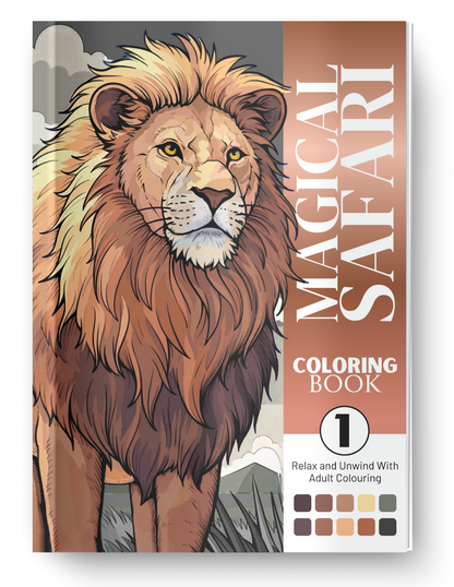 Magical Safari Coloring Book Vol. 1 Digital Download PDF | Adult Animal Coloring Pages