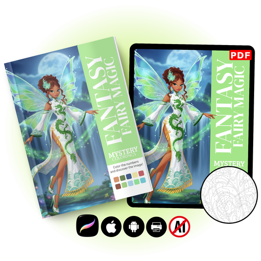 Fantasy Fairy Mystery Coloring (Digital Download) – Color by Numbers | Printable & Tablet