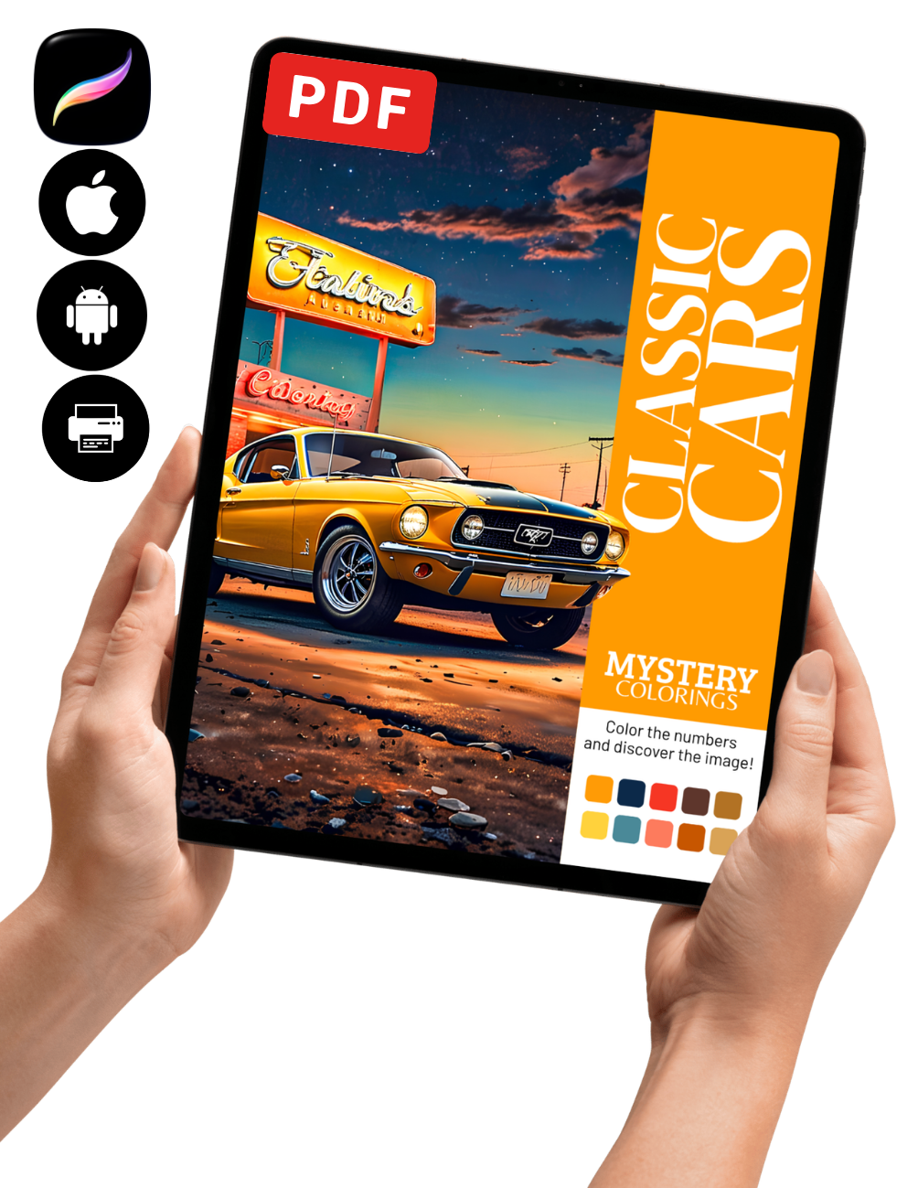 Classic Cars Mystery Coloring Book (Digital Download)