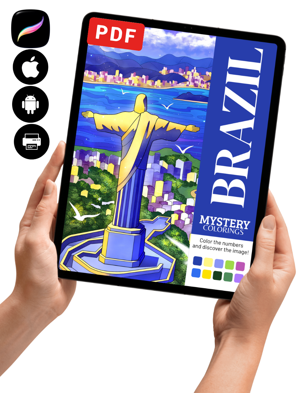 Brazil Mystery Coloring (Digital Download) – Color by Numbers | Printable & Tablet