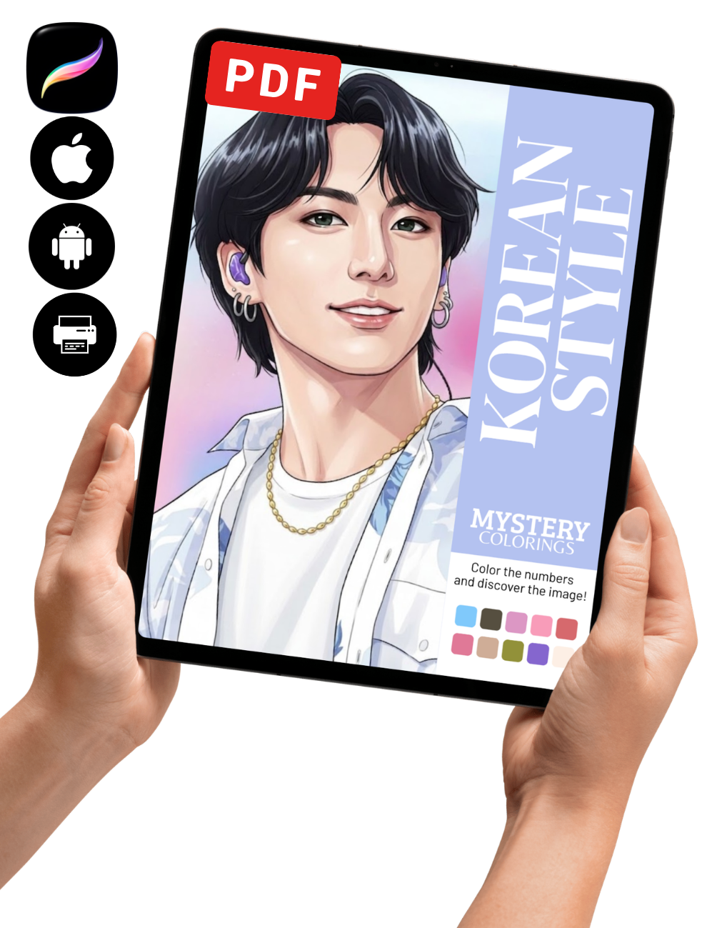 Korean Style Mystery Coloring (Digital Download) – Color by Numbers | Printable & Tablet