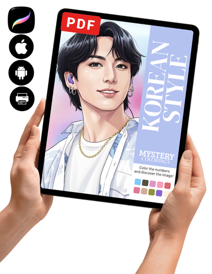 Korean Style Mystery Coloring (Digital Download) – Color by Numbers | Printable & Tablet
