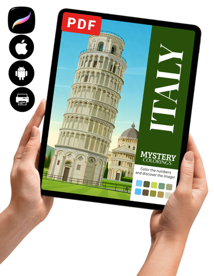 Italy Mystery Coloring (Digital Download) – Color by Numbers | Printable & Tablet