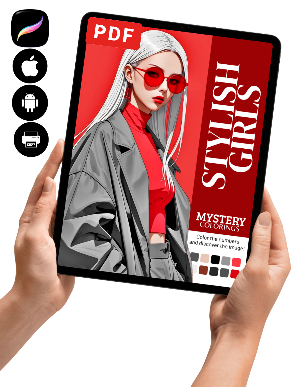 Stylish Girls Mystery Coloring Book (Digital Download) | Fashion Color by Number PDF for iPad & Print