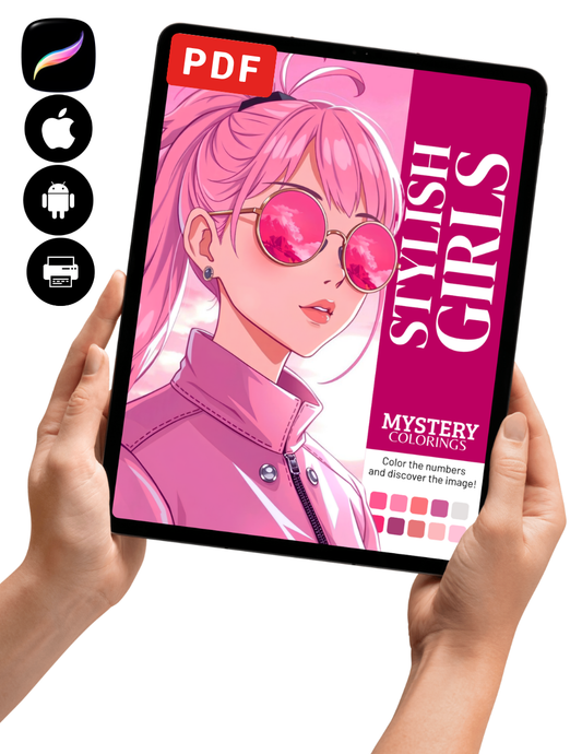 Stylish Girls Mystery Coloring (Digital Download) – Color by Numbers | Printable & Tablet