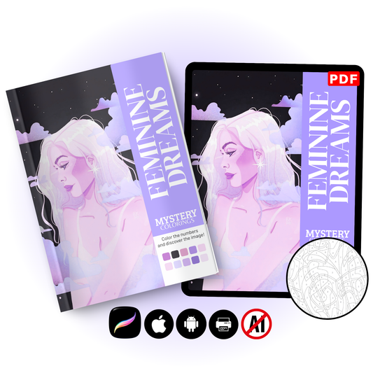 Feminine Dreams Mystery Coloring (Digital Download) – Color by Numbers | Printable & Tablet