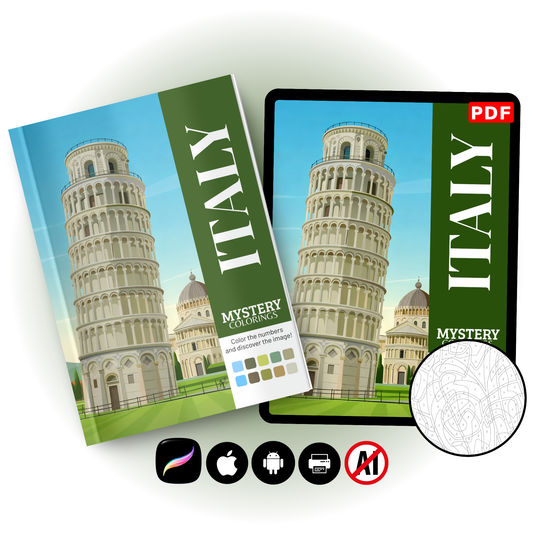 Italy Mystery Coloring (Digital Download) – Color by Numbers | Printable & Tablet
