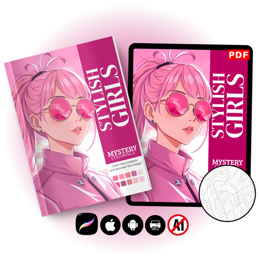 Stylish Girls Mystery Coloring (Digital Download) – Color by Numbers | Printable & Tablet