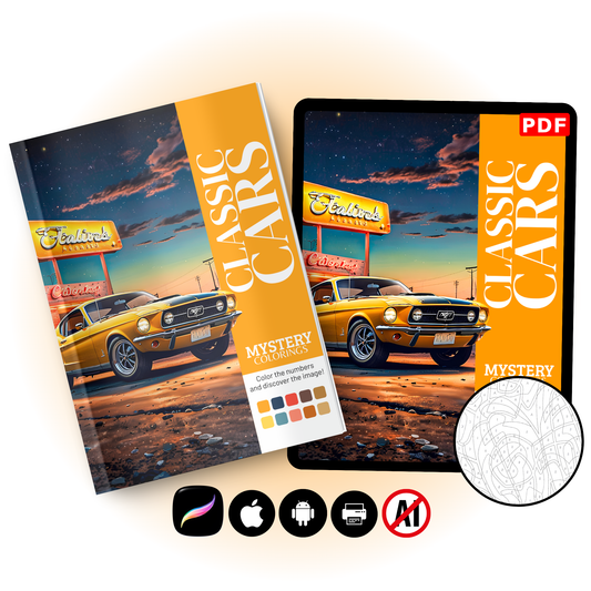 Classic Cars Mystery Coloring Book (Digital Download)