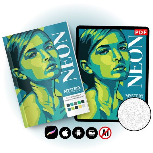 Neon Mystery Color By Number Book (Digital Download)