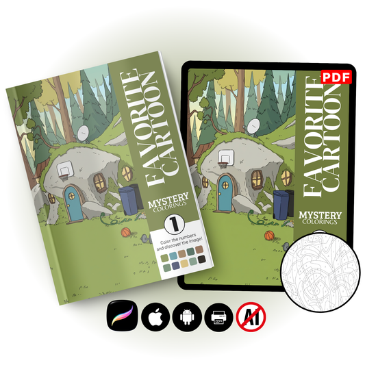 Favorite Cartoon Mystery Coloring Book (Digital Download)