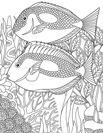 Ocean Paradise Coloring Book Vol. 5 Digital Download PDF | 39 Pages Sea Life Adult Coloring Book
