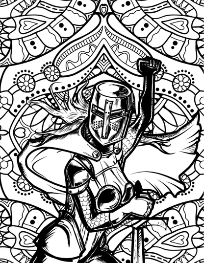 Warriors Kingdom Coloring Book Vol. 4 Digital Download PDF | 39 Pages Medieval Fantasy Adult Coloring Book
