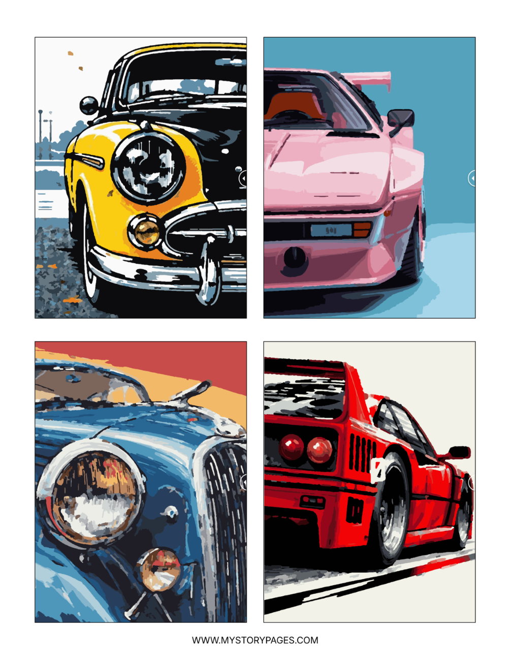 Classic Cars Mystery Coloring Book (Digital Download)
