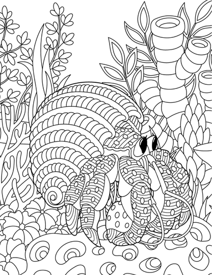 Ocean Paradise Coloring Book Vol. 5 Digital Download PDF | 39 Pages Sea Life Adult Coloring Book