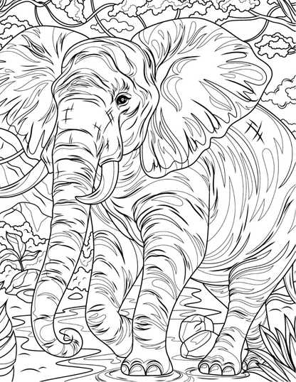 Magical Safari Coloring Book Vol. 1 Digital Download PDF | Adult Animal Coloring Pages