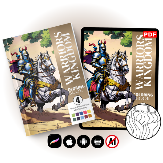 Warriors Kingdom Coloring Book Vol. 4 Digital Download PDF | 39 Pages Medieval Fantasy Adult Coloring Book