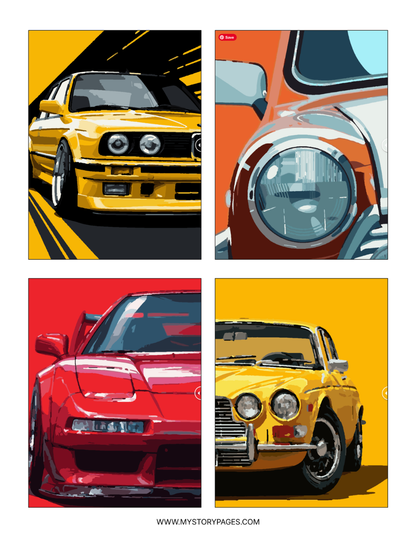 Classic Cars Mystery Coloring Book (Digital Download)