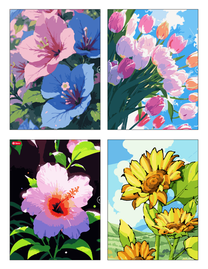 Flowers Mystery Coloring Book (Digital Download) | Floral Color by Number PDF for iPad & Print